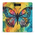 Butterfly Tie Dye Scale for Body Weight Safe Rounded Corners Tempered Glass Digital Bathroom Scale LED Display 400lb Capacity Weight Scales with High Precision Sensors
