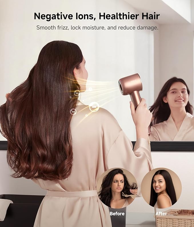 DREAME Hair Glory Combo High-Speed Hair Dryer 110000 RPM Motor 300 Million Negative Ions Fast-Dry in 2 Minutes Lightweight &amp Quiet Smart Temp Control Ideal for Smooth Shiny Hair