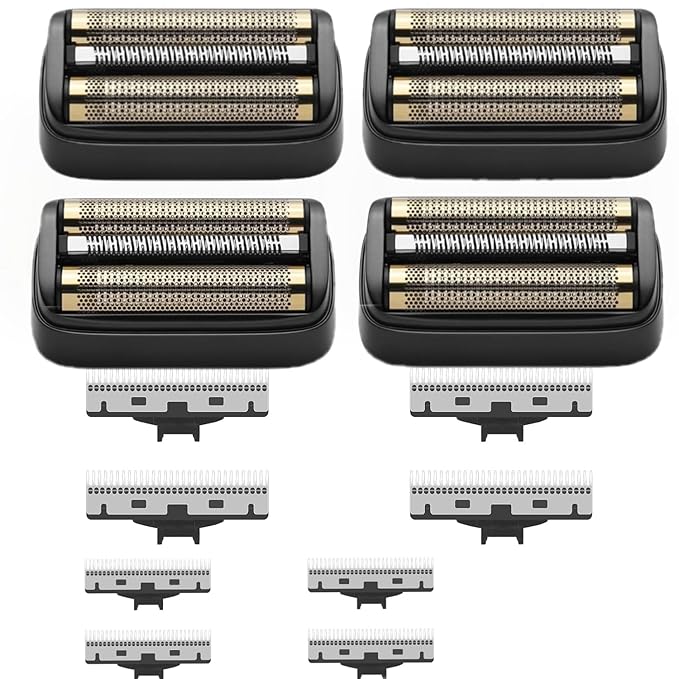 4 Pack Shaver Replacement Electric Lithium Titanium Precision Foil And Inner Blade Cutters Compatible with Andis 17300 reSURGE Electric ShaverBlack