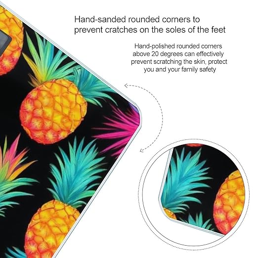 Digital Bathroom Weighing Scale Energy Saving Scale Smart Scale for Body Weight Watercolor Pineapple Tropical Palm Leaves