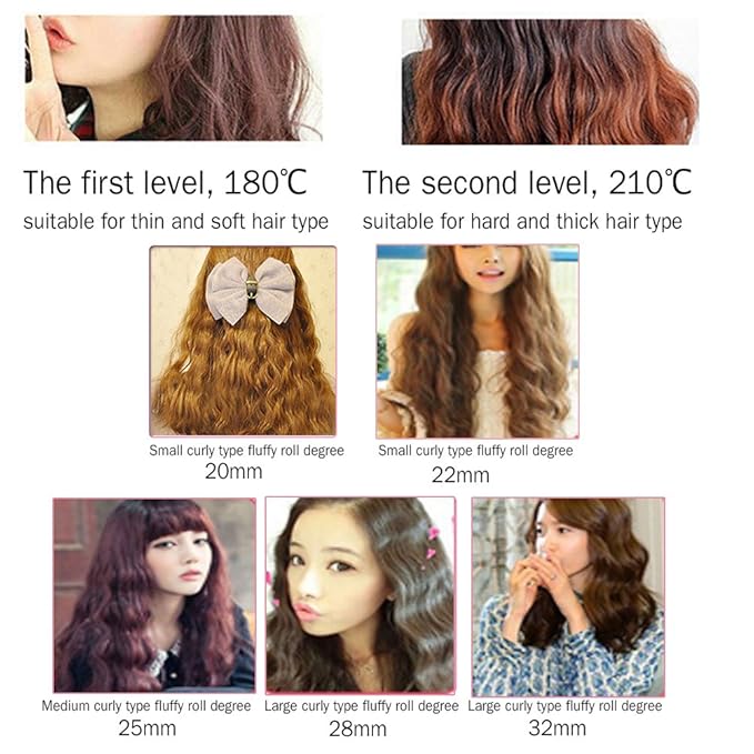 Hair Curling Iron Portable Temperature Adjustable 3 Barrels Ceramic Iron Wand Curler DIY Curly Hair Styling Tools (25mm)