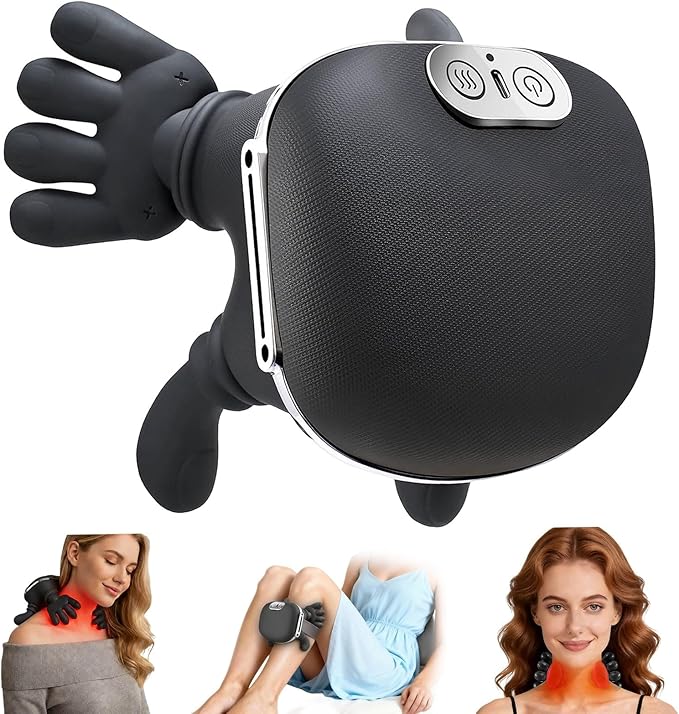Shoulder &amp Neck Massager with Heat 4D Bionic Heated Neck Massager with Fingers Simulates a Real Palm Massage for Comfort 3 Intensity Levels + 2 Heat Settings Relax Muscle Tension