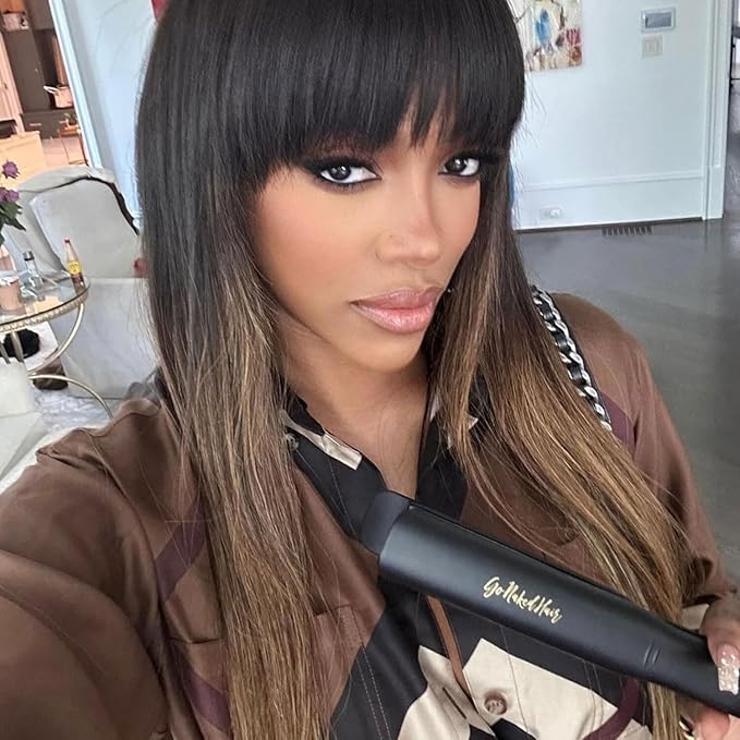 GoNaked Titanium Hair Straightener Professional Styling Tool for Hair Salon-Quality High Heat 480 Degree Flat Iron with Carrying Case 1.25 Floating Titanium Plates