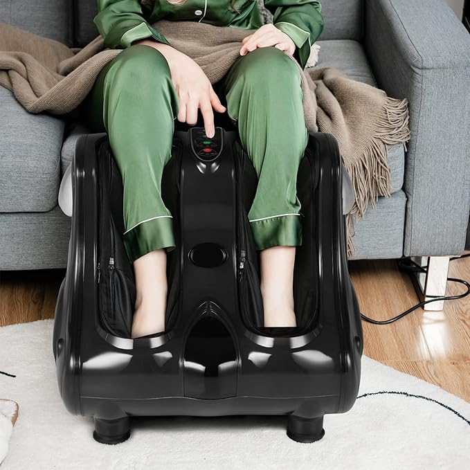 Giantex Foot and Calf Massager with Heat - Shiatsu Foot Massager Machine with Vibration Deep Kneading 3-Level Intensity Modes Electric Foot Massager for Tired Feet Leg Calf Pain Relief (Black)