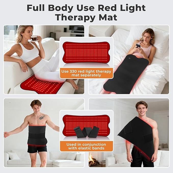 Red Light Therapy for Body 31.5''× 14.2'' Eligible Red Light Therapy Pad Dual Chip Grade 330 LEDs 660nm &amp 850nm Light Therapy Mat with Timer Remote Control