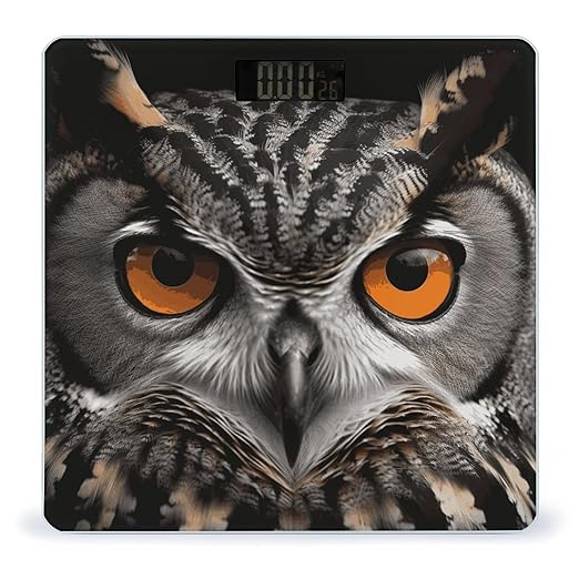 Owl Eyes Digital Bathroom Scale for Body Weight with High Precision Digital Weighing Scale with BMI Clear LCD Display and Step-On Measures Weight Up to 180kg