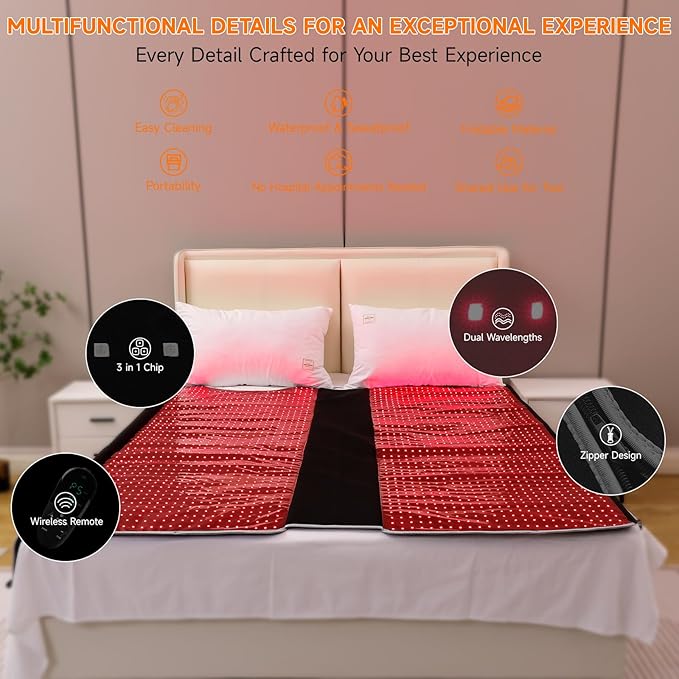 Red Light Therapy for Body 3300 LEDsRed Light Therapy Blanket Infrared Light Therapy Mat for Pain Relief Energy Sleep Recovery at Home