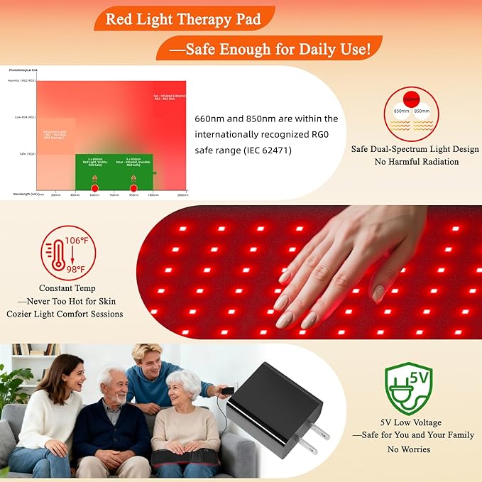 Red Light Therapy Pad for Body Infrared Light Therapy Belt 16 3 in 1 LED Bead Red Light Therapy 660nm 850nm Infrared Redlight Therapy Pad for Back Shoulders Waist Stomach Knees and Muscles