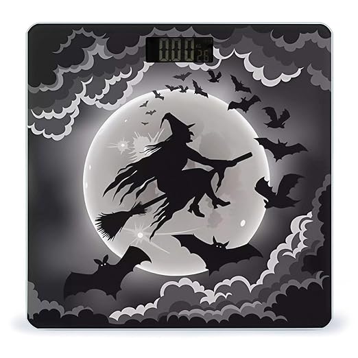 Halloween Witch Scale for Body Weight Anti-Slip Sturdy Tempered Glass Weighing Machine Highly Digital Accurate Bright LCD Bathroom Scale for Household Gift