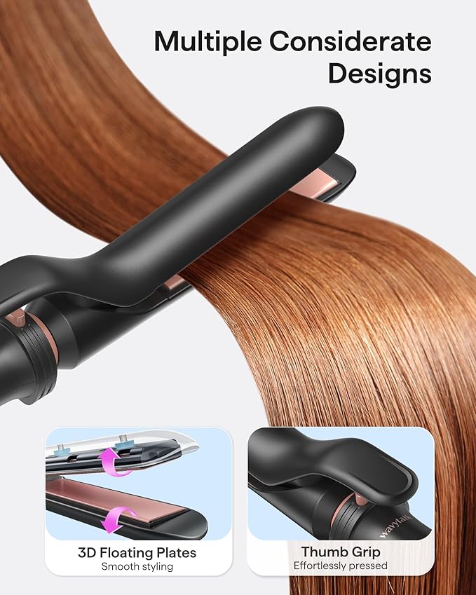 Wavytalk 5 in 1 Curling Iron Set with Thermal Brush and 4 Interchangeable Ceramic Curling Wands (0.5'-1.25') Instant Heat Up Hair Curling Iron Rose Gold