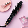 Cordless Heated Round Brush for Travel Mini Thermal Curling Iron for Short Hair USB Rechargeable Small Barrel Volume Heat Styling Curling Brush for Men and Women Curly Straight Hair (Black)