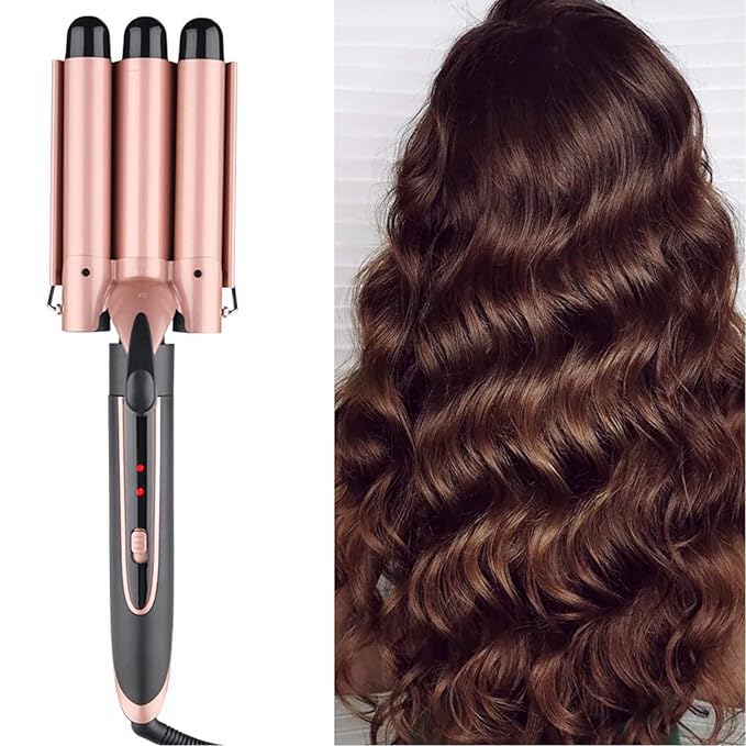 ABUNRO 3 Barrel Hair Waver Curling Iron Wand 25mm 1 Inch Ceramic Triple Curling Tongs Hair Wavers with 2 Temperature Control for Women/Girl Long or Short Hair Styling