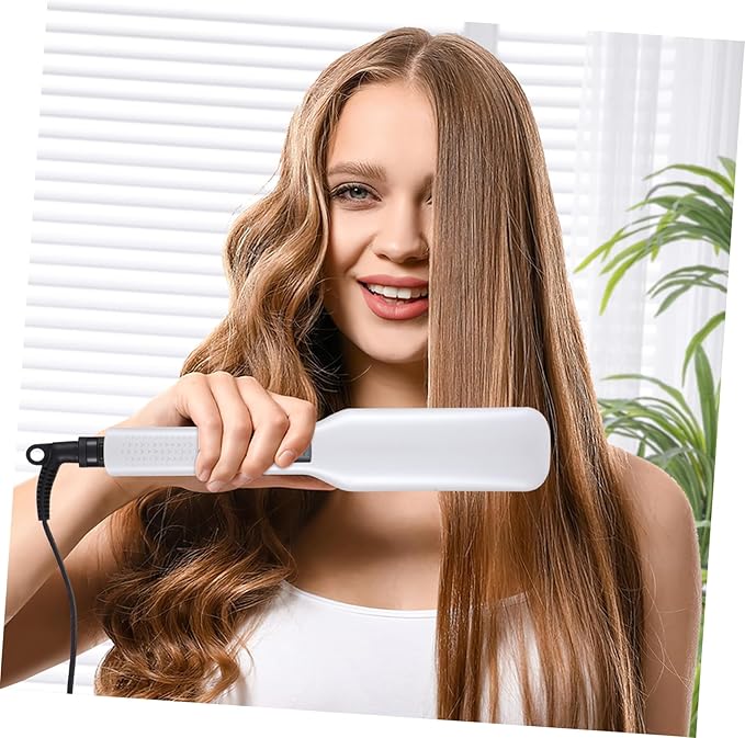 Hair Straightener and Curler Flat Iron with Ceramic Plates PTC Heating for Even Heat Temperature Control Extra Long Cord Sleek White Design US Plug for Women