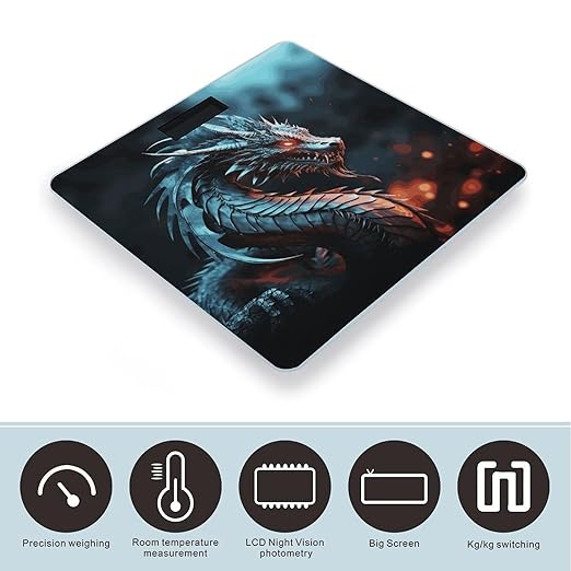 Dragon Bathroom Scale for Body Weight Bathroom Weighing Scale with Backlit LCD Display Highly Accurate Measures Weight Up to 180kg