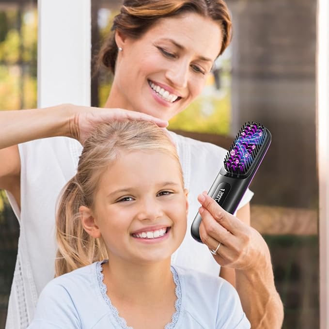 Straightener Brush - Hair Styling Comb Travel Hair Straightener LED Screen Controller Brushes Professional Styling Tool Portable Wet Dry Device for Home Beach Salon Trip Grooming