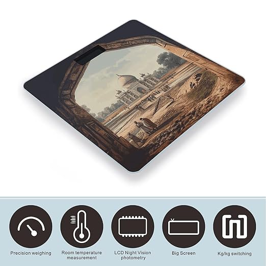 Historical Site Painting Smart Scale for Body Weight Accurate Bathroom Scale with LED Display Digital Weight Scales Weighing Machine High Precision Scales for Bath Home