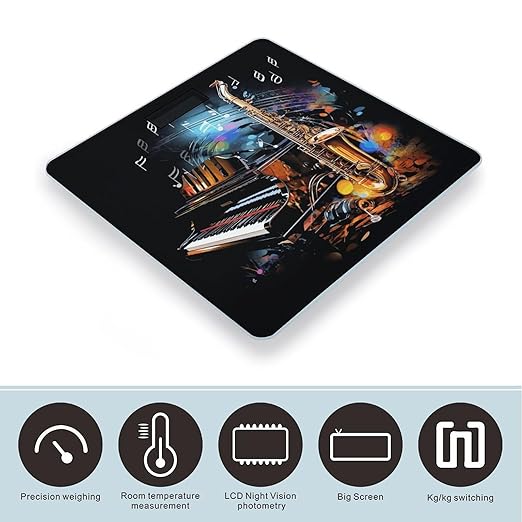 Digital Bathroom Scale for Body Weight Scale with Bright LCD Display High Accuracy Step-On Technology Auto On/Off Saxophone and Piano Digital Scales 400 Lbs /180kg
