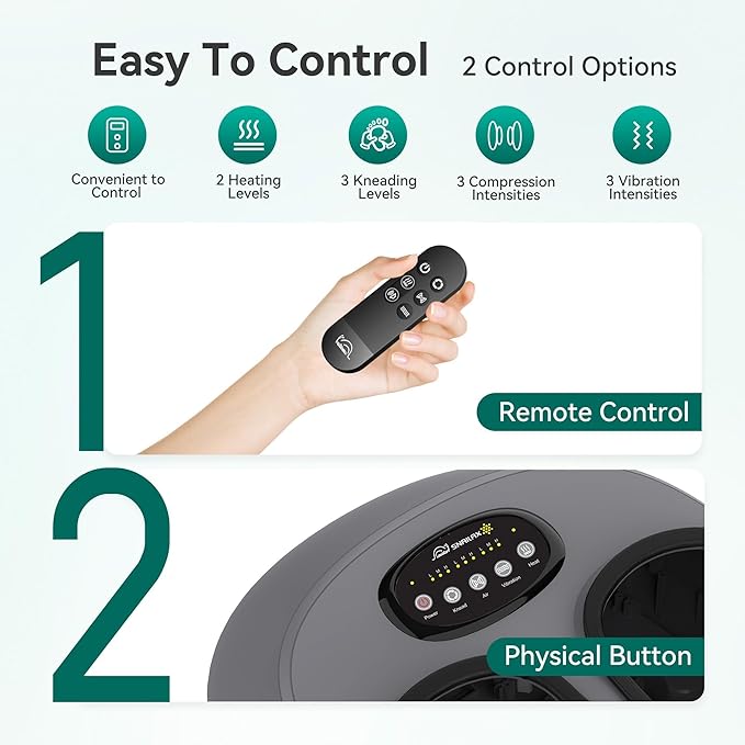 Snailax Shiatsu Foot Massager with Heat Compression Vibration Electric Foot Massager Machine for Plantar Fasciitis NeuropathyKneading Foot Warmer with Remote Control Size 13