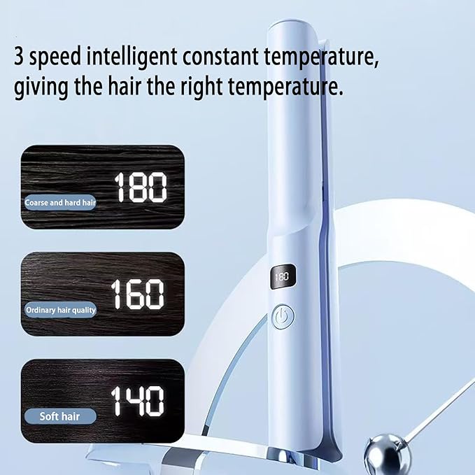 3 in 1 Curling Iron Hair Straightener Corn Clip USB Interface Portable Hairdressing Tools Necessary for Travel Dating Work and Makeup (White)