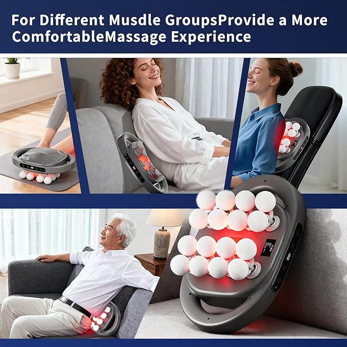 16-Head Massage Gun Deep Tissue Percussion Massager for Pain Relief Handheld Electric Muscle Massager Back Neck Shoulder &amp Full Body Therapy Portable for Gym Home Travel