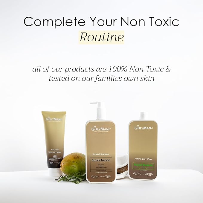 GirlyMan Natural Body Wash - Made with Olive Oil &amp Aloe Extract No Artificial Fragrance PH Balanced Gentle Formula Nourishing Ingredients Family Owned (Unscented)