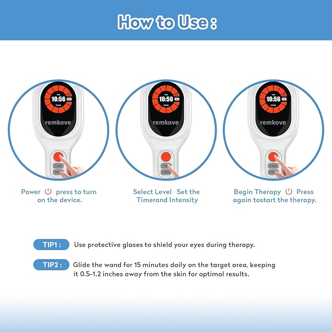 Cold Light Therapy Device – Portable Red Laser for Pain Relief | Infrared &amp Red Light Therapy Wand Targets Joints Muscles Back Knees(6x808nm +15x650nm)