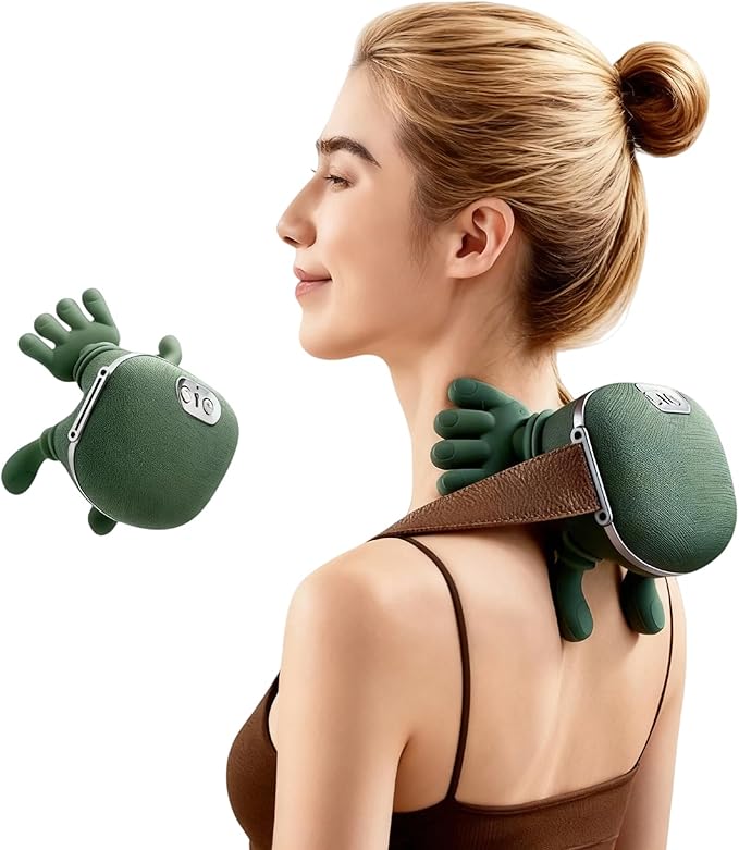 SALAN Neck and Shoulder Massager with Heat 4D Bionic Kneading Massager Cordless Deep Tissue Shoulder and Upper Back Massager Portable Wrap Around Neck Massager for Home Office and Travel