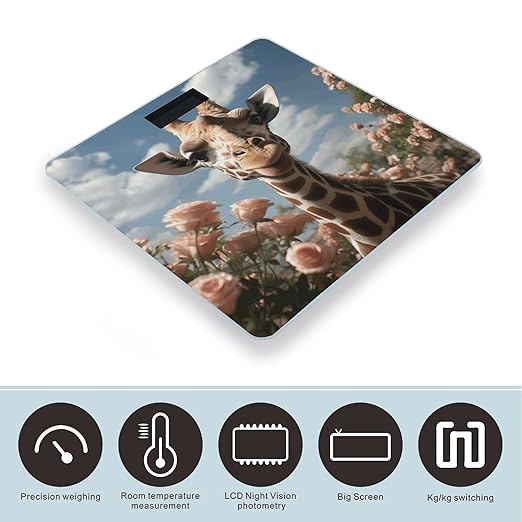 Digital Bathroom Scale for Body Weight Scale with Bright LCD Display High Accuracy Step-On Technology Auto On/Off Beautiful Giraffe Digital Scales 400 Lbs /180kg
