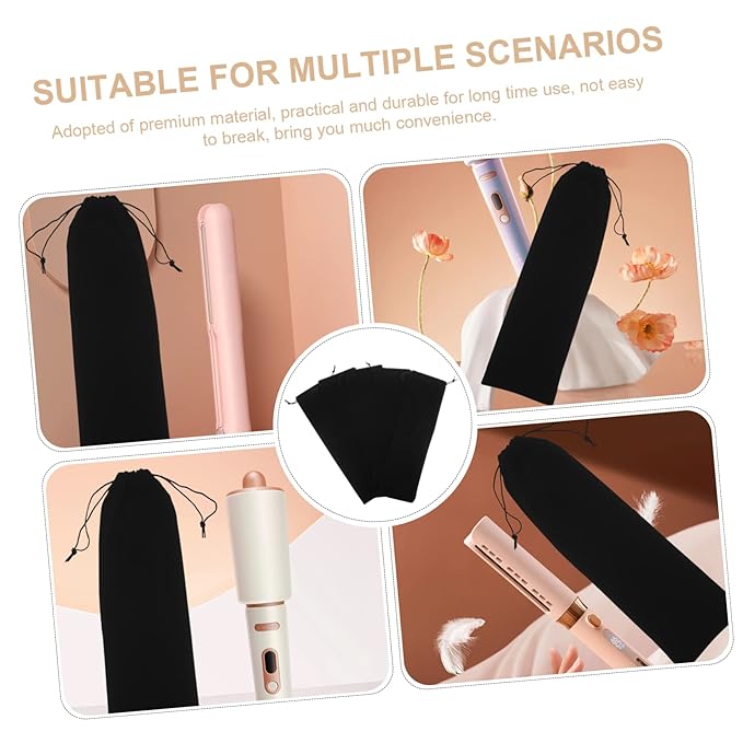 NOLITOY 15pcs Curling Wand Storage Bag Hair Curler Bag Drawstring Closure for Travel Felt for Hair Tools Wall Mount Curling Iron Cover