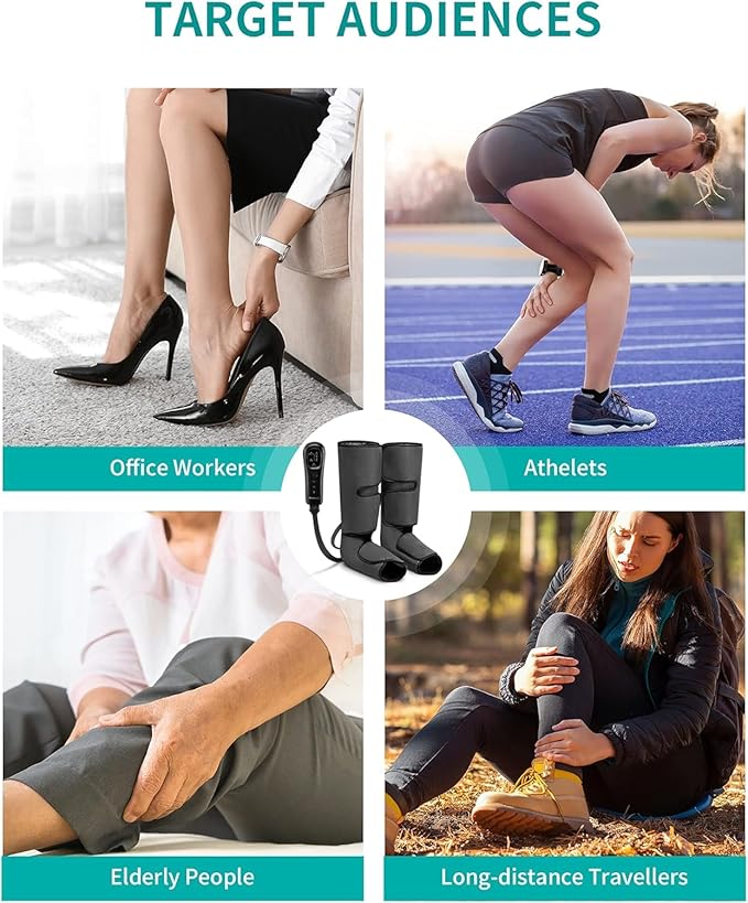 Nekteck Leg Compression Massager for Circulation and Relaxation FSA Eligible Foot and Calf Massage Machine 2 Modes 3 Intensities with Hand-held Controller for Pain Relief HSA Adjustable Leg Wraps