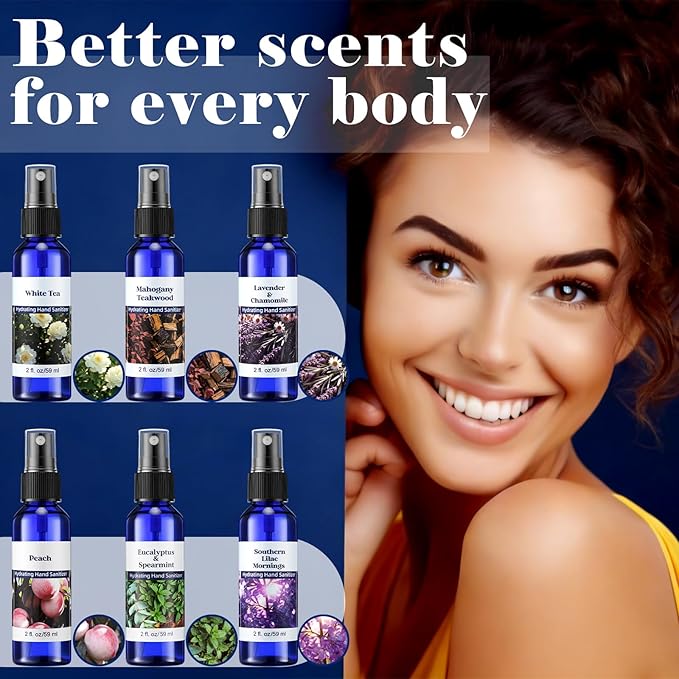 12 Pcs Hand Sanitizer Spray Bulk 2 Fl oz Various Scented Hand Sanitizer Travel Size Moisturizing Christmas Stocking Stuffers for Teacher Nurse Employee Appreciation Gifts