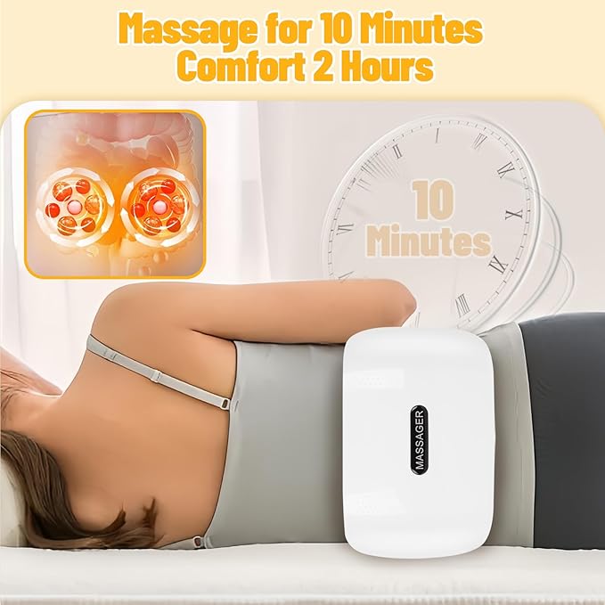 Electric Abdominal Massager Stomach Massager for Digestion Abdominal Cellulite Massage with Heat for Relieves Discomfort Caused by Bloating Constipation Stomach Pain Rechargeable 3 Modes