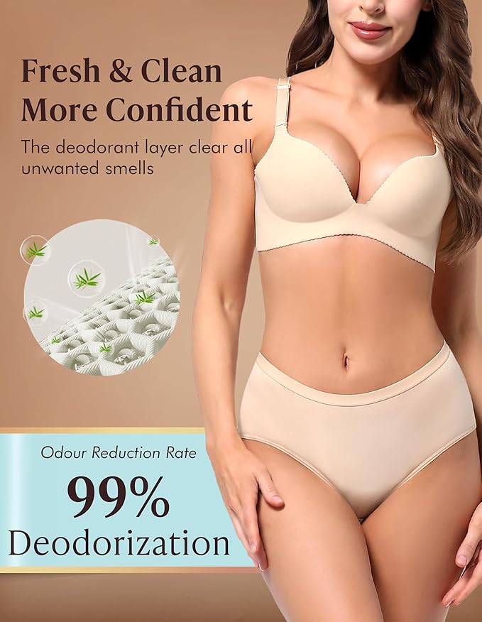 AIRCUTE Washable Adult Urine Incontinence Underwear for Women Leak Proof Absorbent Bladder Protective Panties (Small 5 Pack)