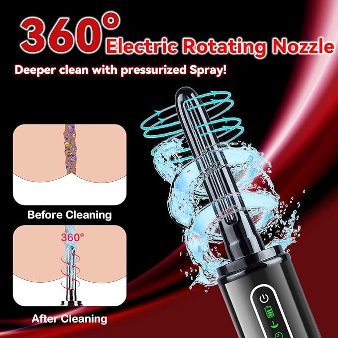 Upgrade Enema Anal Douche  Waterproof Touch Control Enemas-Douches for Men &amp Women Colon Cleanse Shower Enema Bulb-Bottles Kit Electric Rotating Nozzle Pressure Spray Two Douching ModesBlac