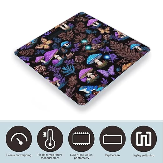Digital Bathroom Weighing Scale Energy Saving Scale Smart Scale for Body Weight Moon Frogs Trippy Mushroom Leaves