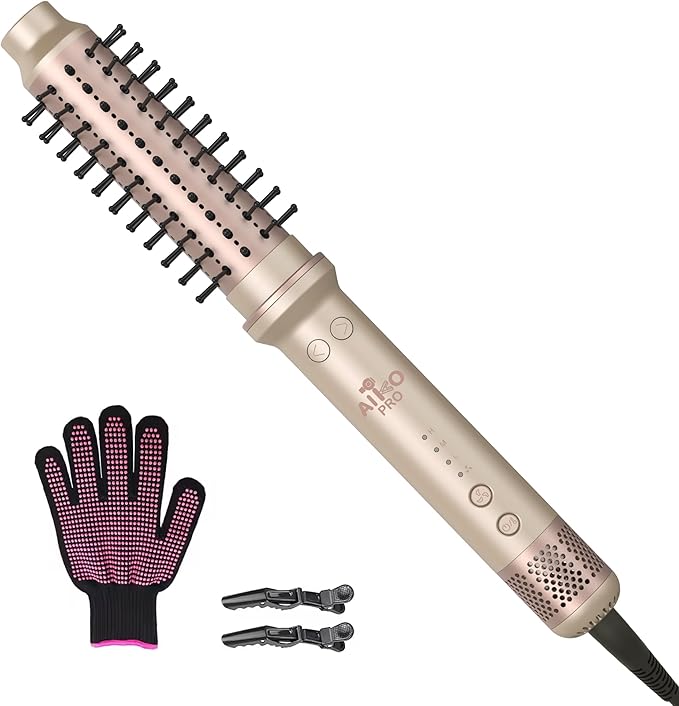 1.5 Inch Auto Rotating Curling Brush Spinning Heated Thermal Round Brush Volumizer 3 in 1 Ionic Hair Brush Styler for Long Medium Hair 3 Temp Settings 30S Fast Heat-Up Dual Voltage