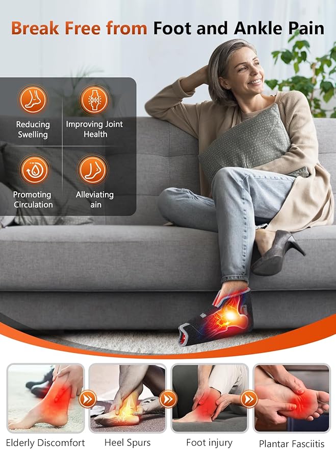 RELEXNOW Red Light Therapy for Foot Ankle FSA/HSA Eligible 660nm &amp 850nm Wavelength Near Infrared Therapy Wrap for Feet with Timer for Joint Comfort(Black)
