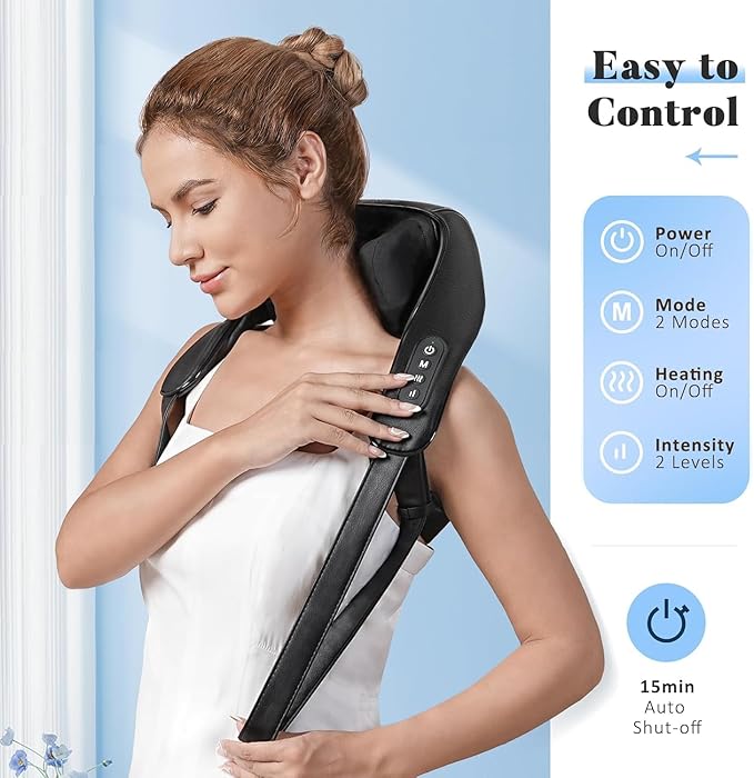 Valentine's Day Gift for Women Men Neck and Shoulder Massager with Heat Cordless Back and Neck Massager 4D Shiatsu Deep Kneading Massagers for Shoulder Back Leg Neck Pain Relief Home Office Use