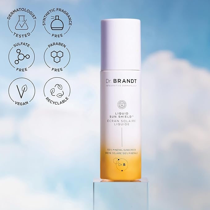 Dr. Brandt Bright This Way Liquid Sun Shield - 100% Mineral SPF 50 Sunscreen - Lightweight Lotion with Invisible Finish - 1.7 fl oz