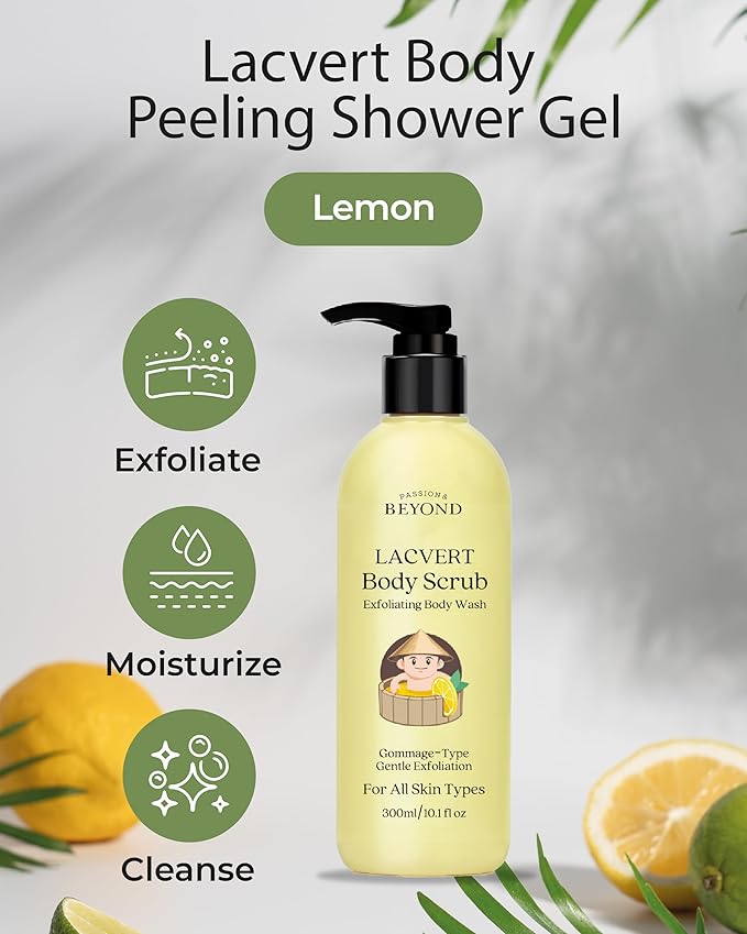BEYOND Lacvert Body Scrub Peeling Gel (Lemon 10.1fl oz) - Body Wash &amp Shower Gel for Gentle Exfoliation &amp Angel Aqua (Cleansing Foam 10.1fl oz) - Vegan Formula Korean Skin Care. Gentle Hydra