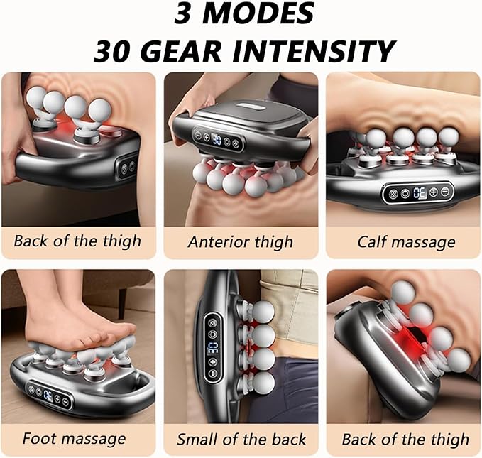 Neck Massager16 Head Massage Gun deep Tissue16-Drive 8-Head Massage Gun SetRed Light Muscle Tool for Back Shoulders Legs Foot Body Ideal Gifts for Women Men Mom and Dad
