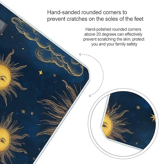 Energy Saving Scale Bathroom Weighing Scale Smart Scale for Body Weight Digital Sun Moon Boho Astrology