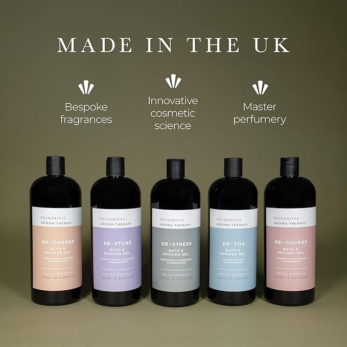 Pecksniff's Aroma:Therapy Re-Store Shower Gel – Luxurious Moisturizing Bath &amp Body Cleanser 1000 ml/33.8 fl oz Bottle