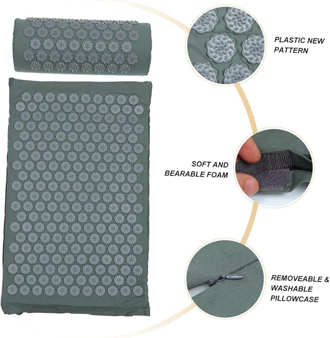 GANAZONO Acupoint Massage Mat and Shiatsu Massage Pillow Set Washable Yoga Exercise Mat with Bag for Back and Neck Relief Practical Therapy Cushion for Personal Health and Relaxation