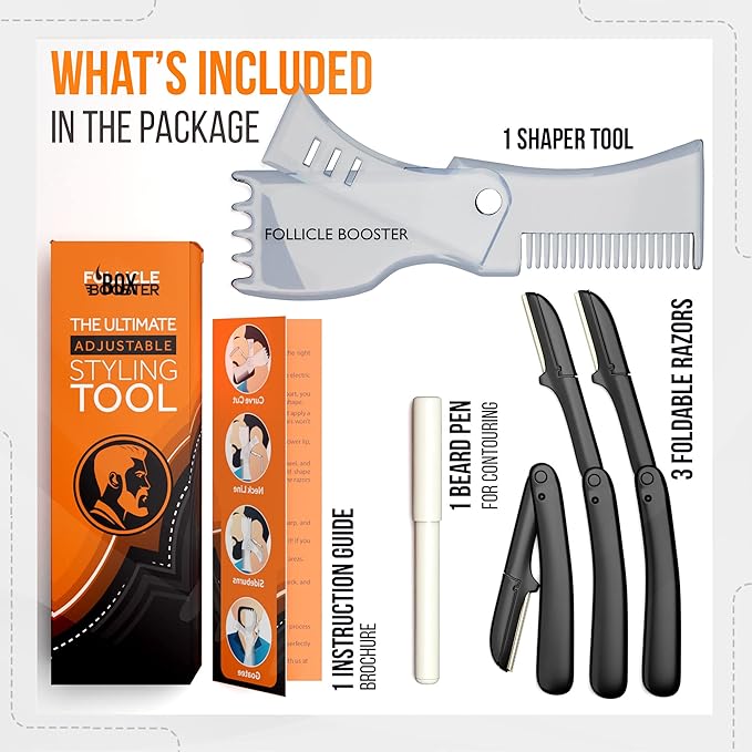 Beard Pencil Filler - BLACK - and Complete Beard Shaper Kit