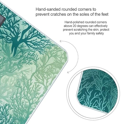Green Sea Blue Seaweed Weight ScaleClear LED Display Bathroom Digital Weighing ScaleTempered Glass Digital Bathroom Scale for Body Weight Capacity Up to 400 Lbs