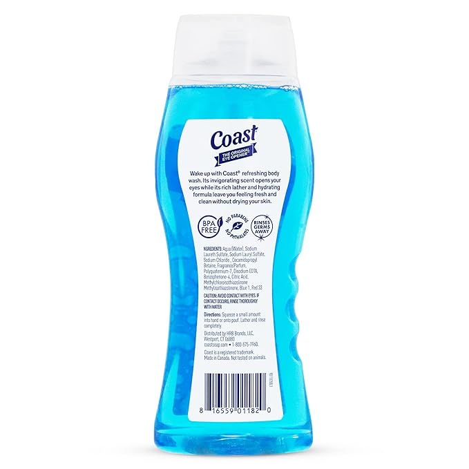 Coast 2-in-1 Hair and Body Wash Classic Scent - Men's Body Wash Shampoo &amp Conditioner - 6 Pack x 18 Fl Oz - Moisturizing &amp Refreshing Rich Lather for Energized And Clean Skin