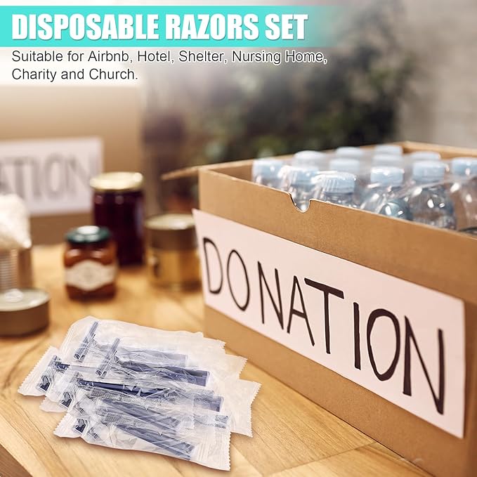 Disposable Razors Bulk for Men 200 Pack Homeless Supplies Bulk Twin Blade Mens Travel Supply Razor for Shaving Safety Beard Shavers for Camping Bathing Hotel (Blue)