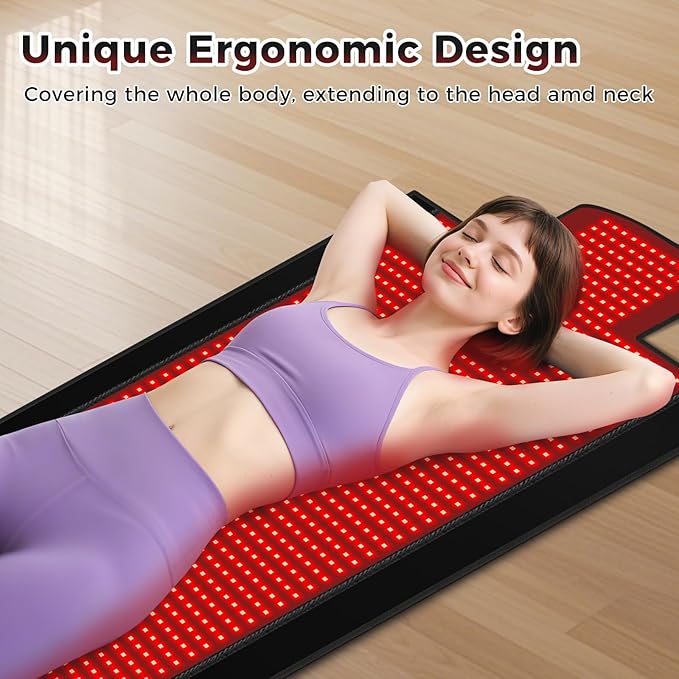 Red Light Therapy Mat 2in1 LEDs (660nm&amp 850nm) Red Light Therapy Blanket Premium Material Adjustable Timer &amp Intensity