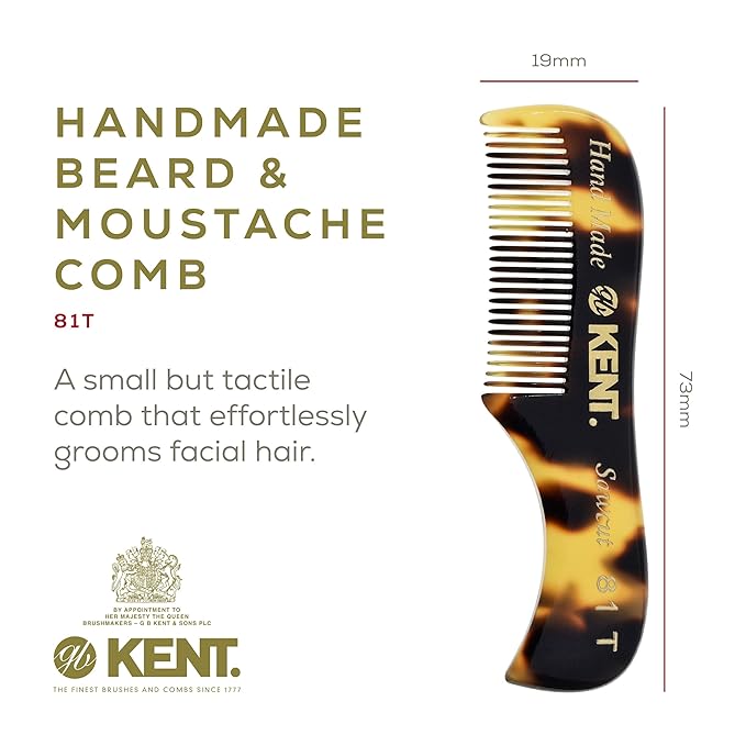 Kent Combs 20T 81T FOT for Men Beard Comb Set Folding Comb for Travel and Home Care Mustache and Mini Combs for Men Handmade Mens Beard Grooming Set